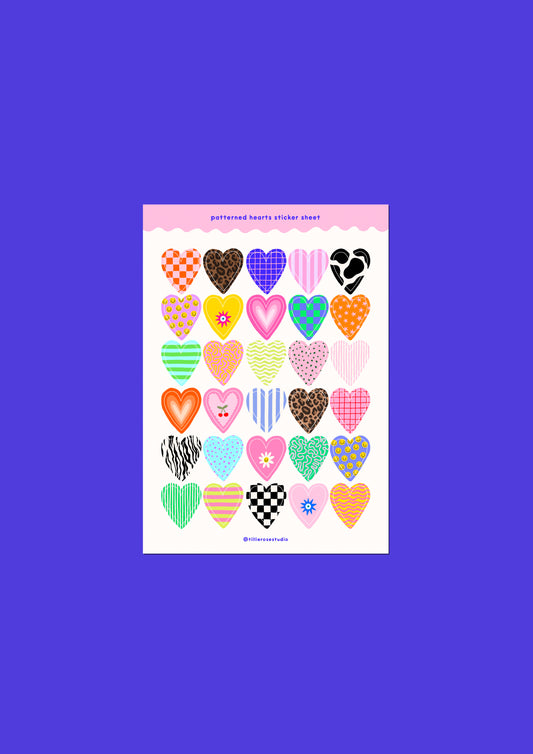Patterned Hearts Sticker Sheet