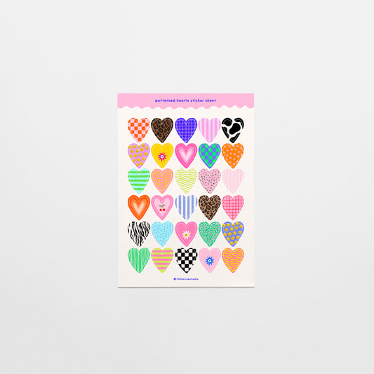 Patterned Hearts Sticker Sheet