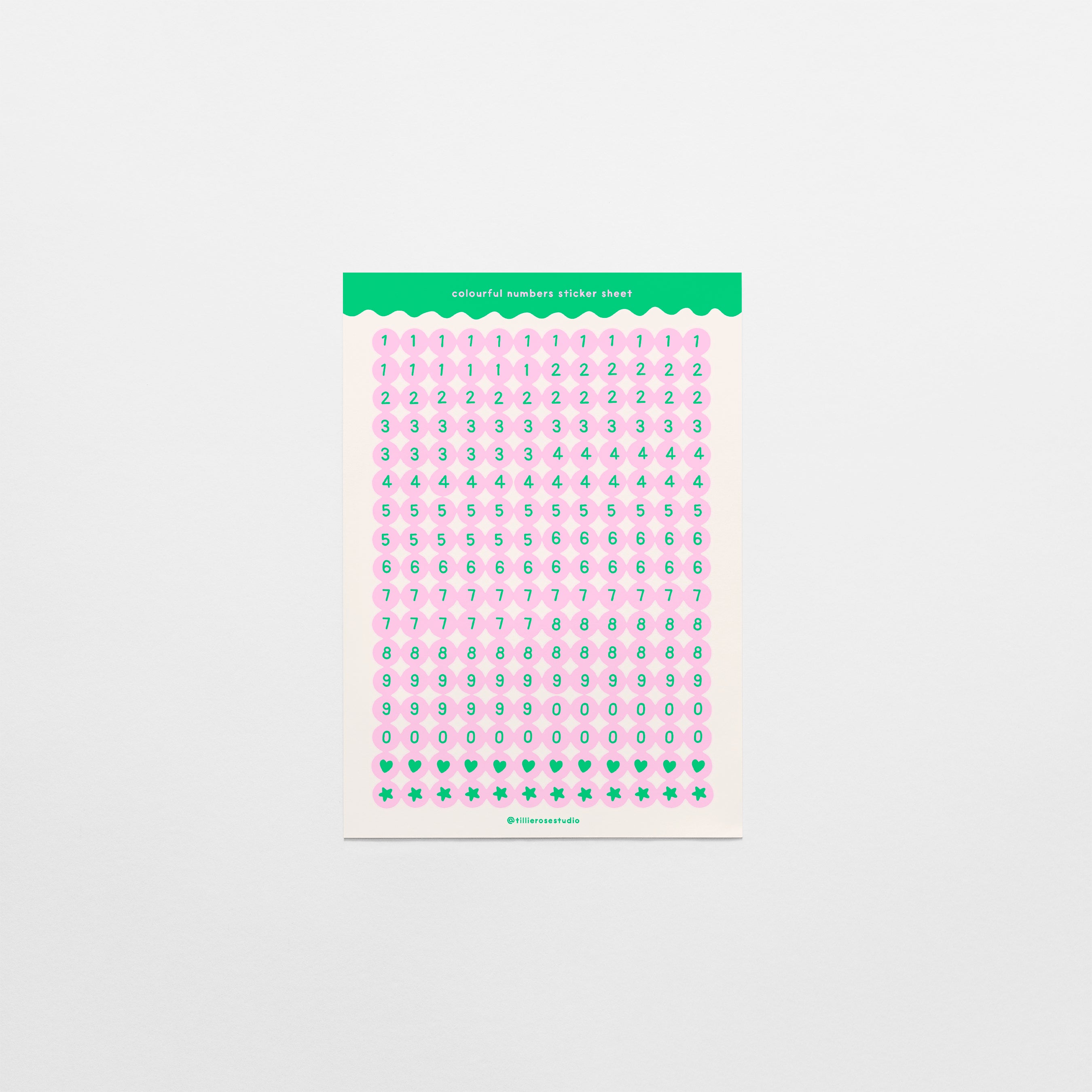 Green and Pink Number Bead Sticker Sheet – Tillie Rose Studio