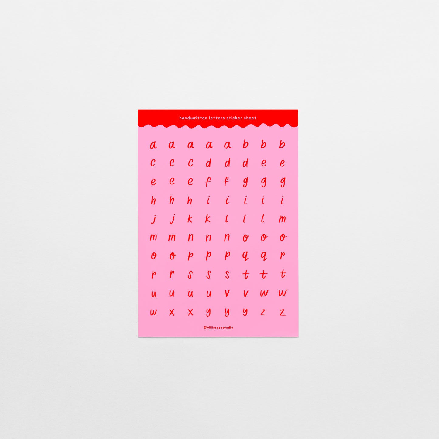 Pink and Red Handwritten Letters Sticker Sheet