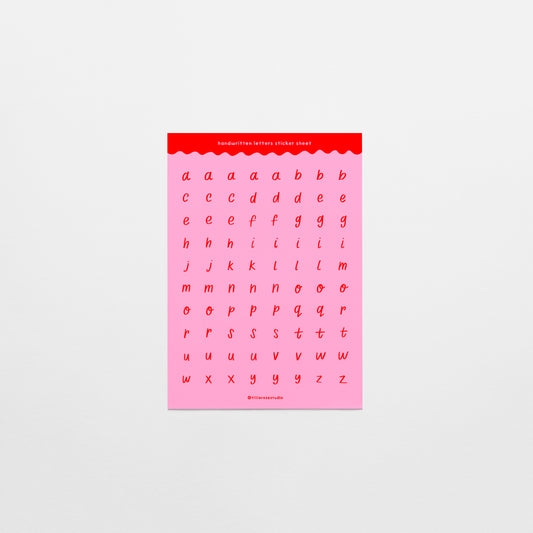 Pink and Red Handwritten Letters Sticker Sheet