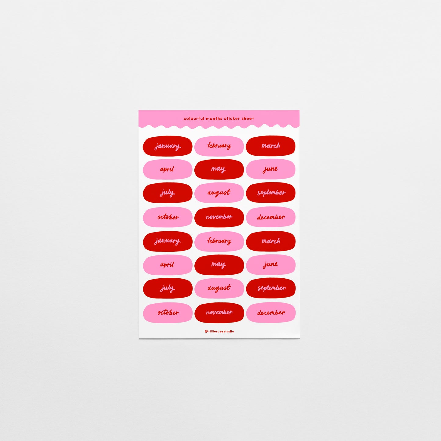 Pink and Red Months Sticker Sheet