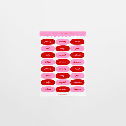 Pink and Red Months Sticker Sheet