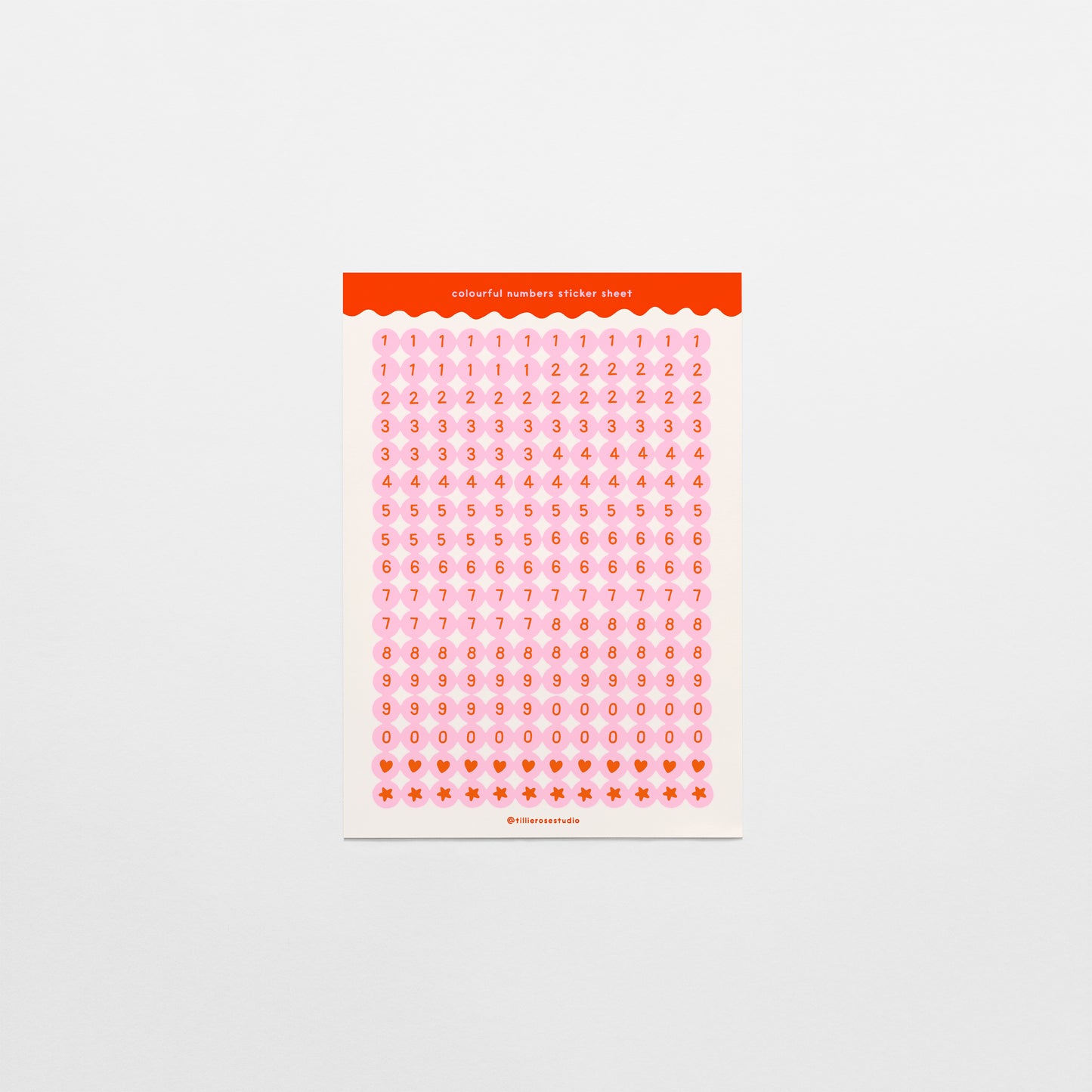 Pink and Red Number Bead Sticker Sheet