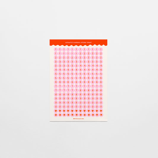 Pink and Red Number Bead Sticker Sheet