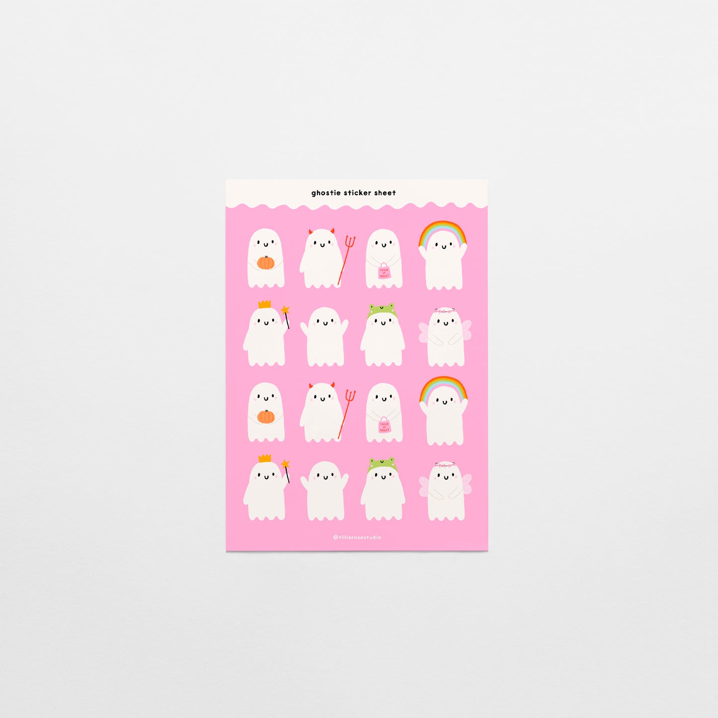 Ghosties Pink Sticker Sheet
