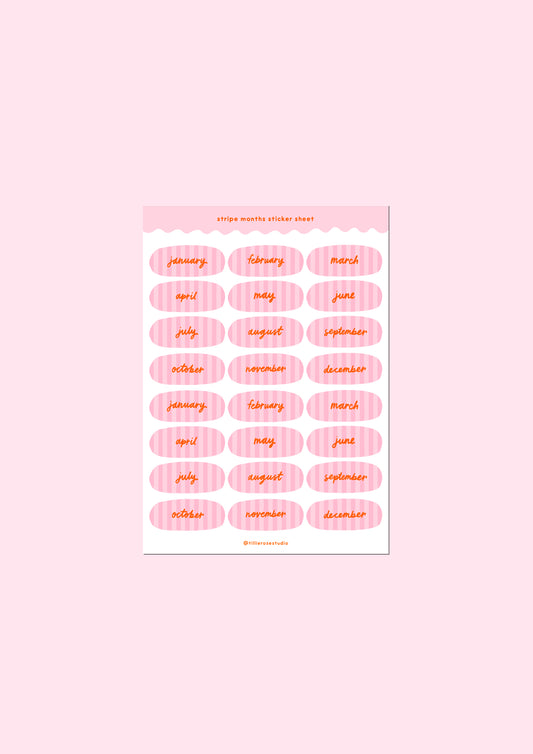 Pink Stripe Months Sticker Sheet