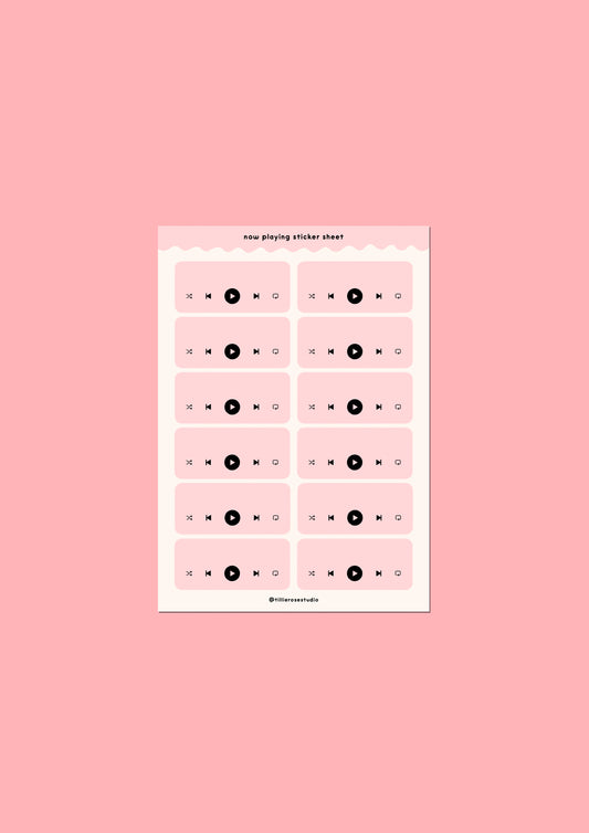 Pink Now Playing Sticker Sheet