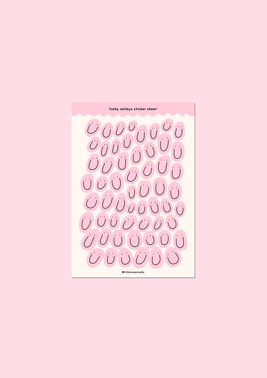 Pink Groovy Smiles Sticker Sheet