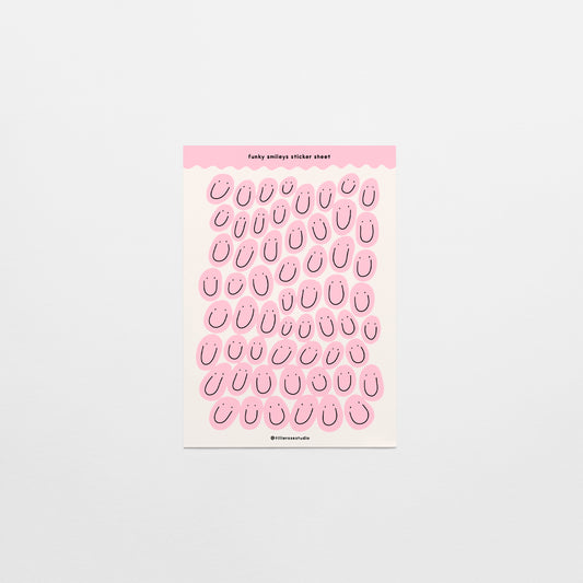 Pink Groovy Smiles Sticker Sheet