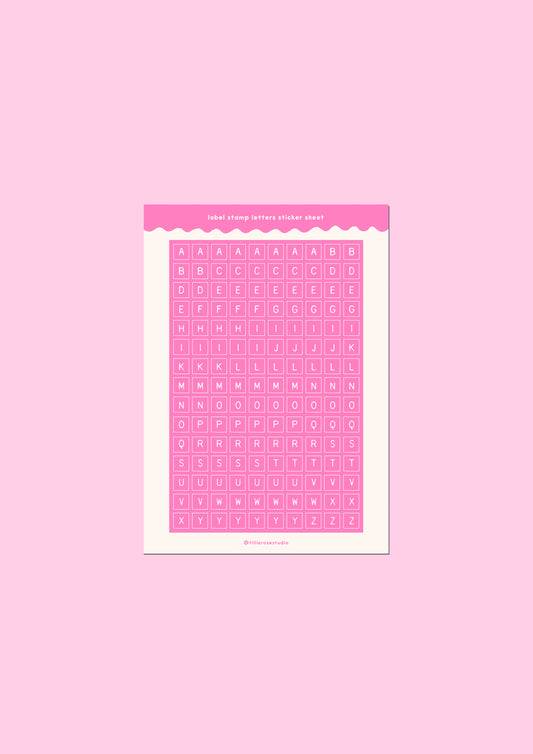 Pink Label Stamp Letter Sticker Sheet