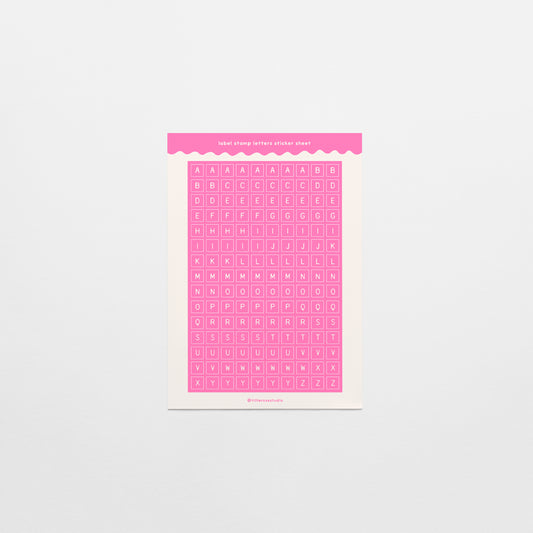 Pink Label Stamp Letter Sticker Sheet