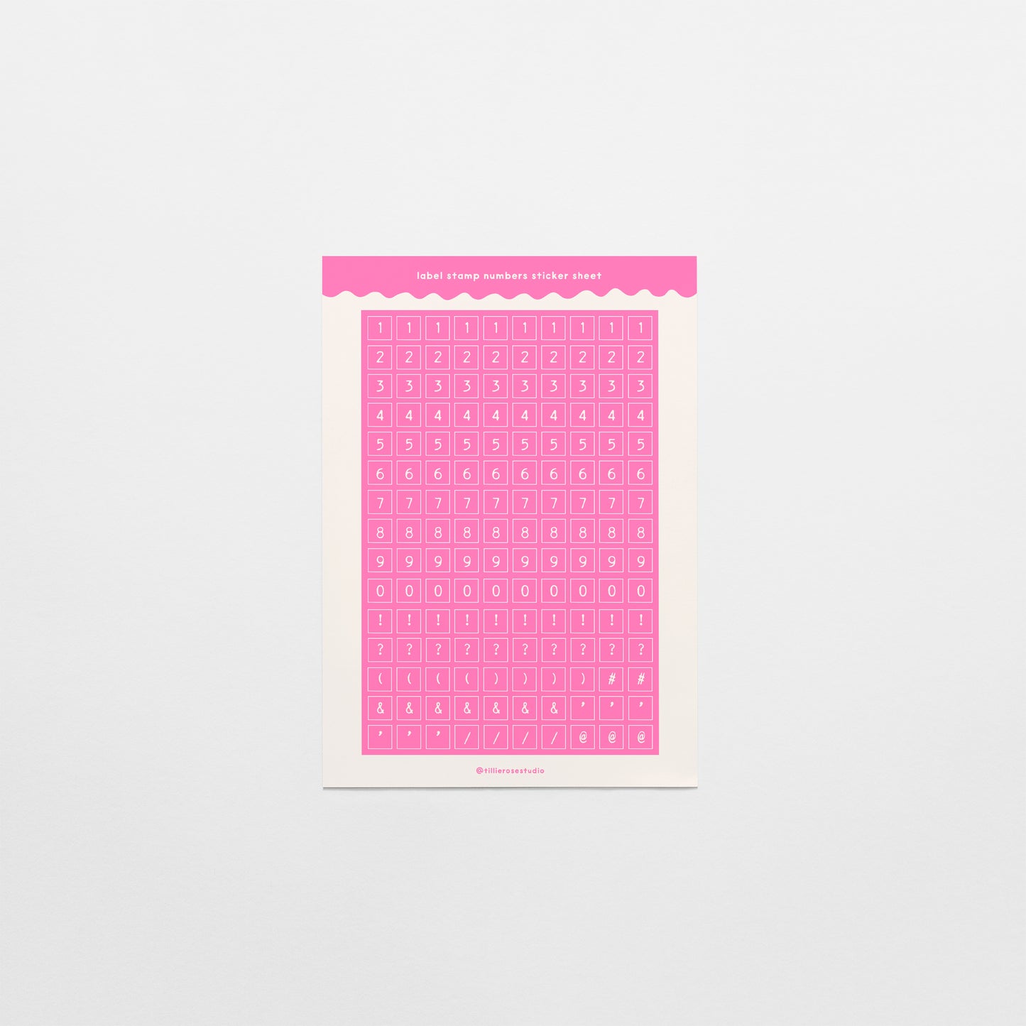 Pink Label Stamp Numbers & Punctuation Sticker Sheet