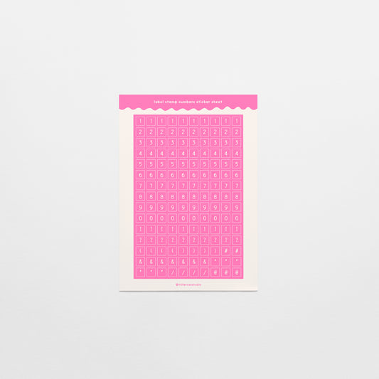 Pink Label Stamp Numbers & Punctuation Sticker Sheet