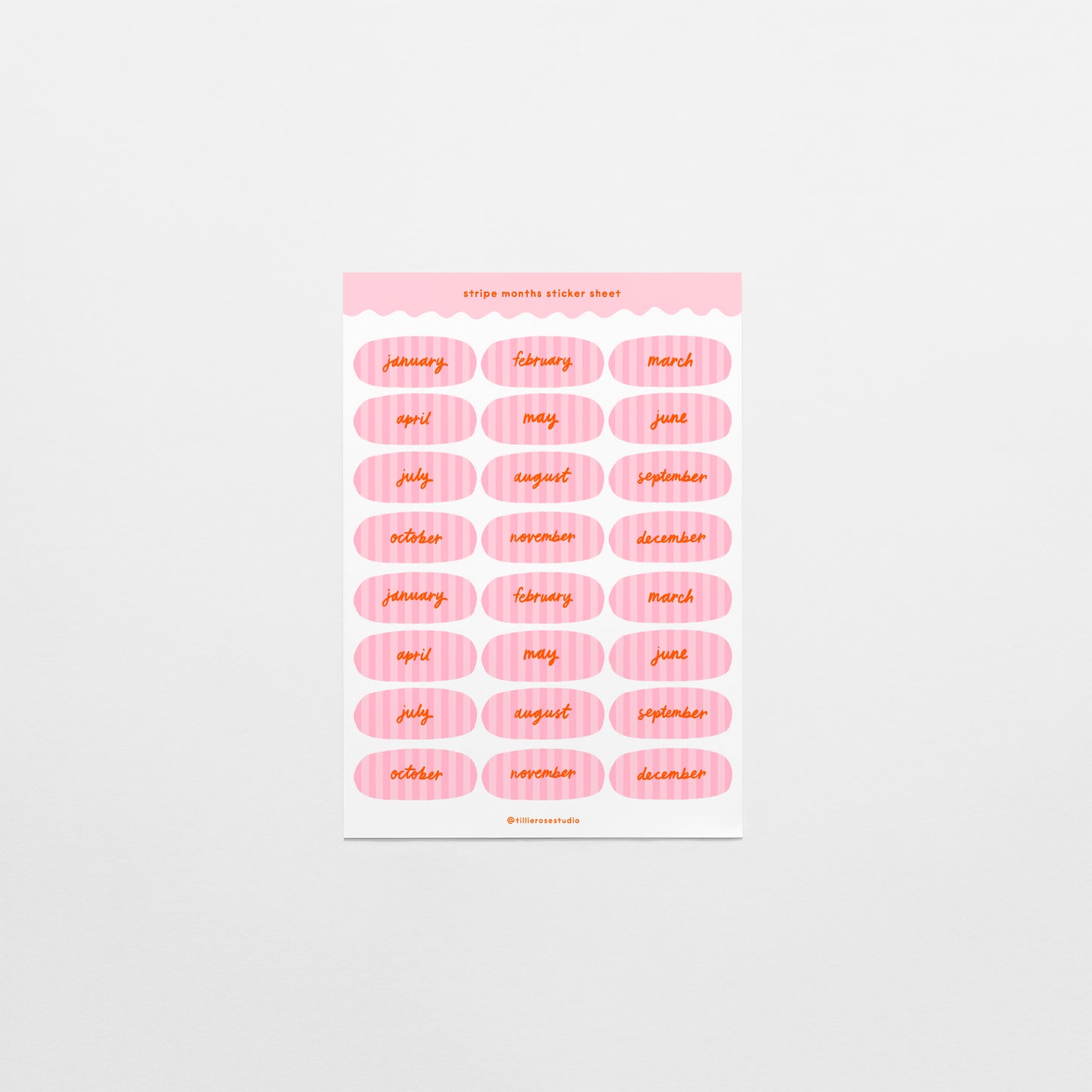 Pink Stripe Months Sticker Sheet