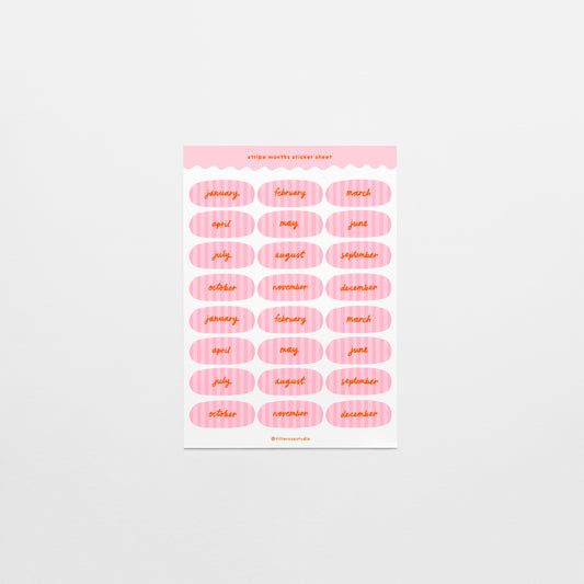 Pink Stripe Months Sticker Sheet