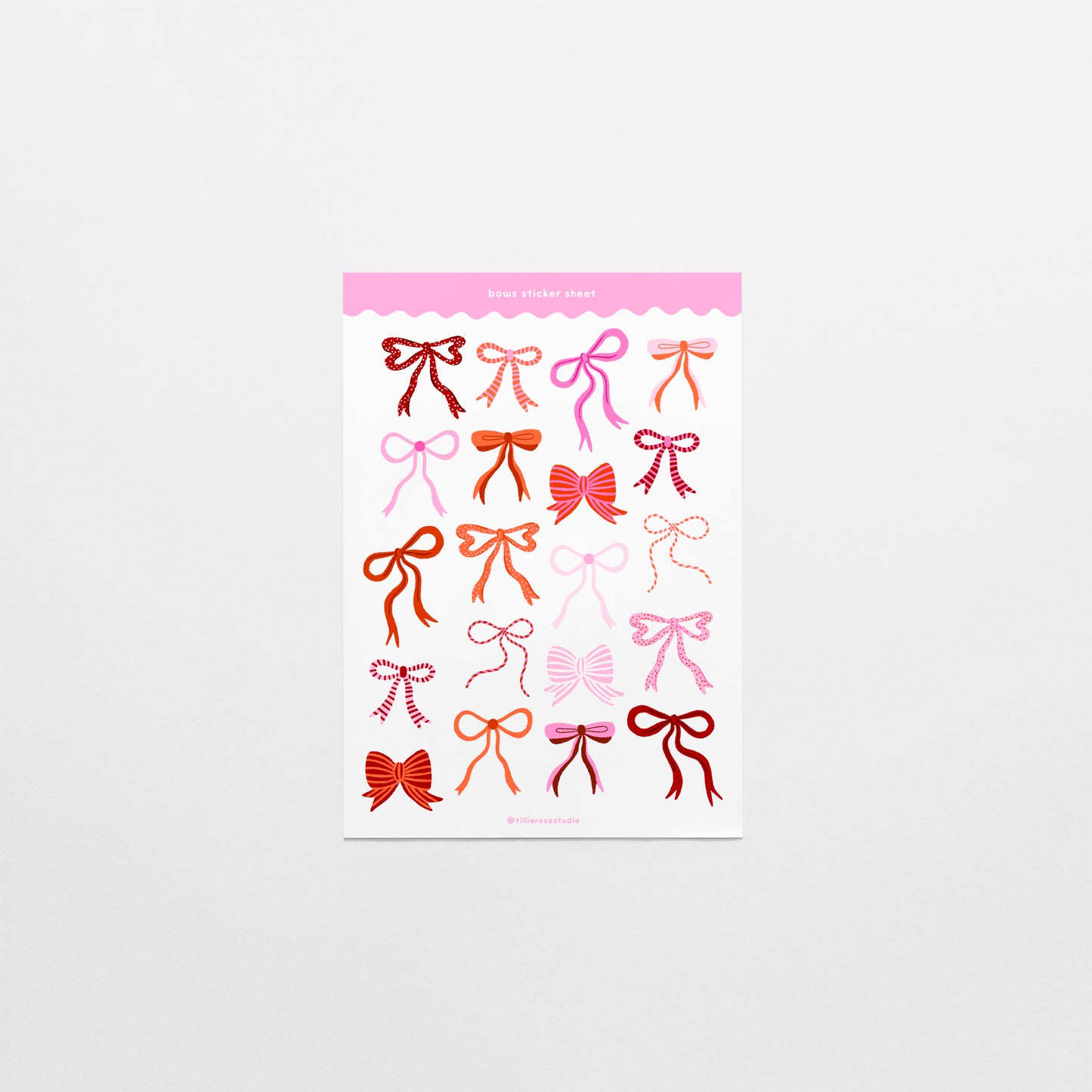 Pink and Red Bows Clear Vinyl Sticker Sheet
