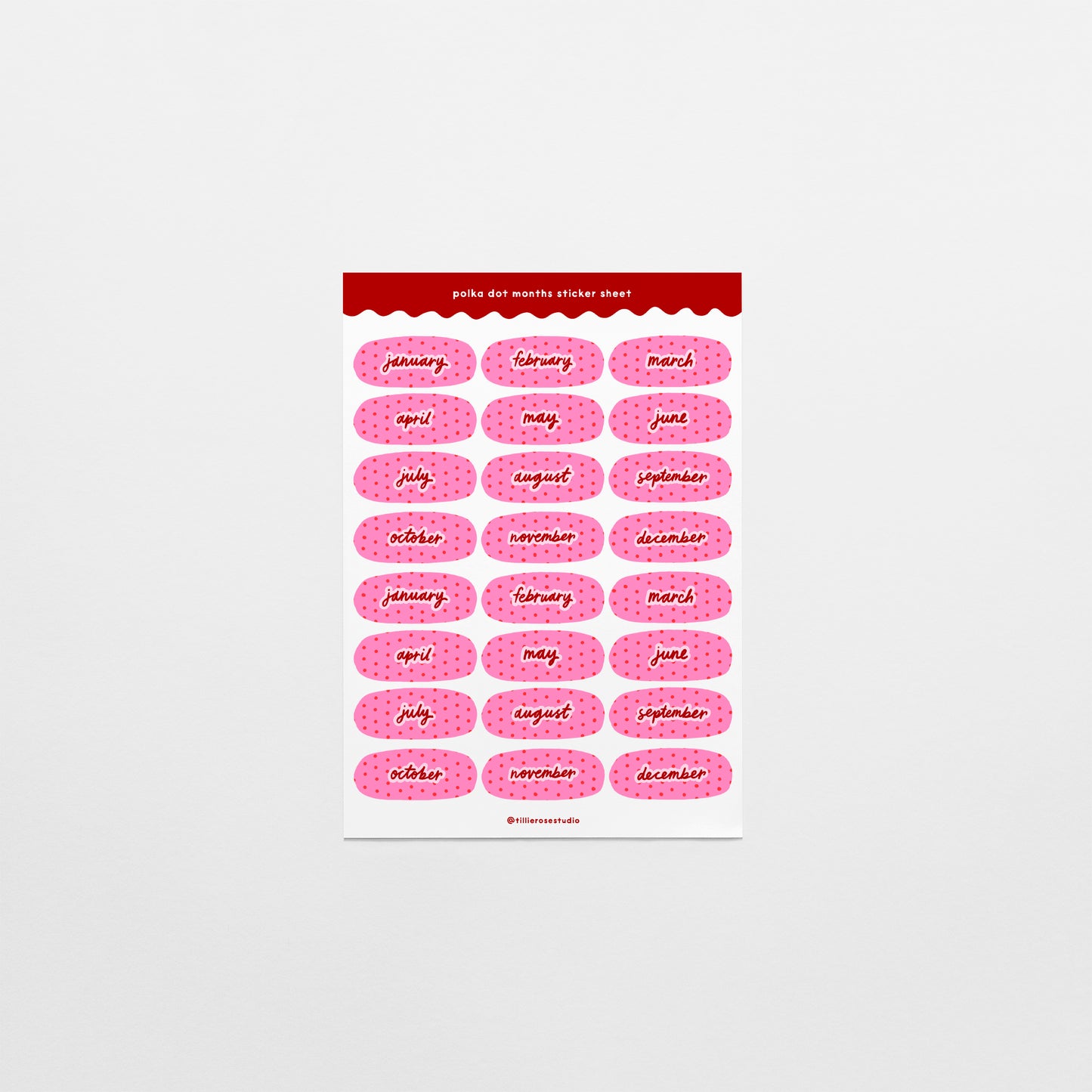 Pink Polka Dot Months Sticker Sheet