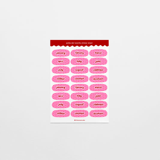 Pink Polka Dot Months Sticker Sheet