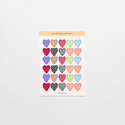 Polka Dot Hearts Sticker Sheet