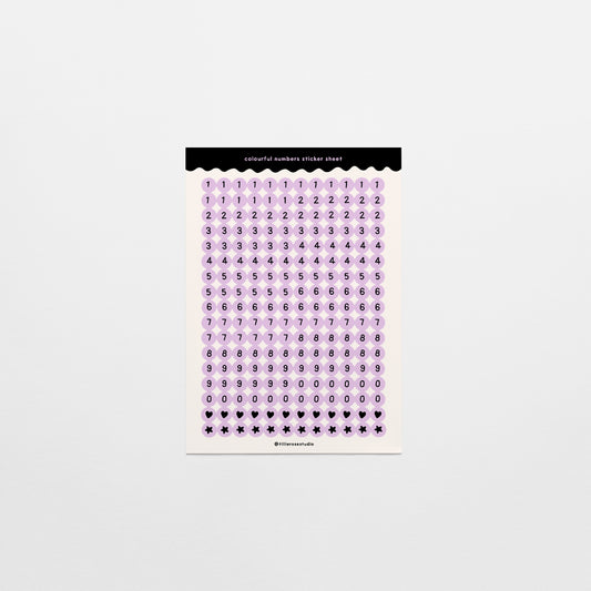 Purple and Black Number Bead Sticker Sheet