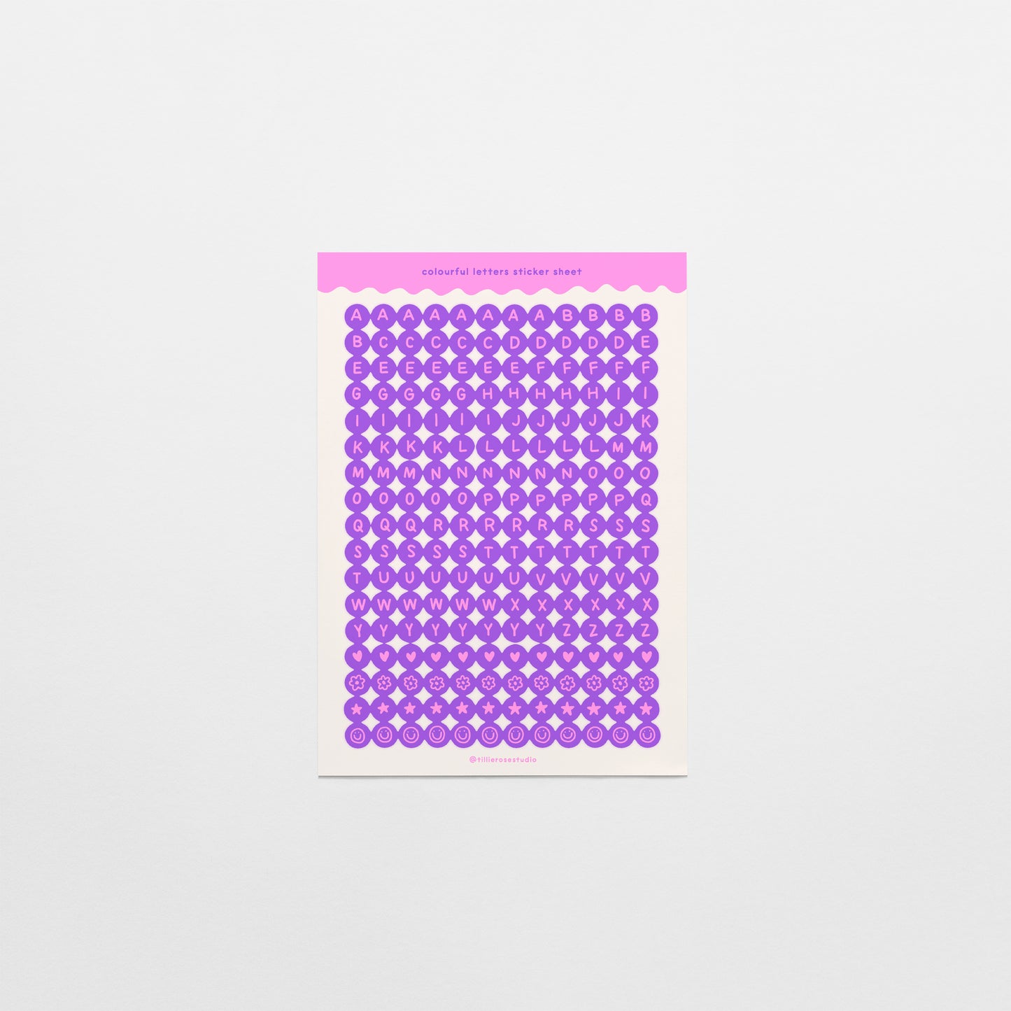 Purple and Pink Letter Bead Sticker Sheet