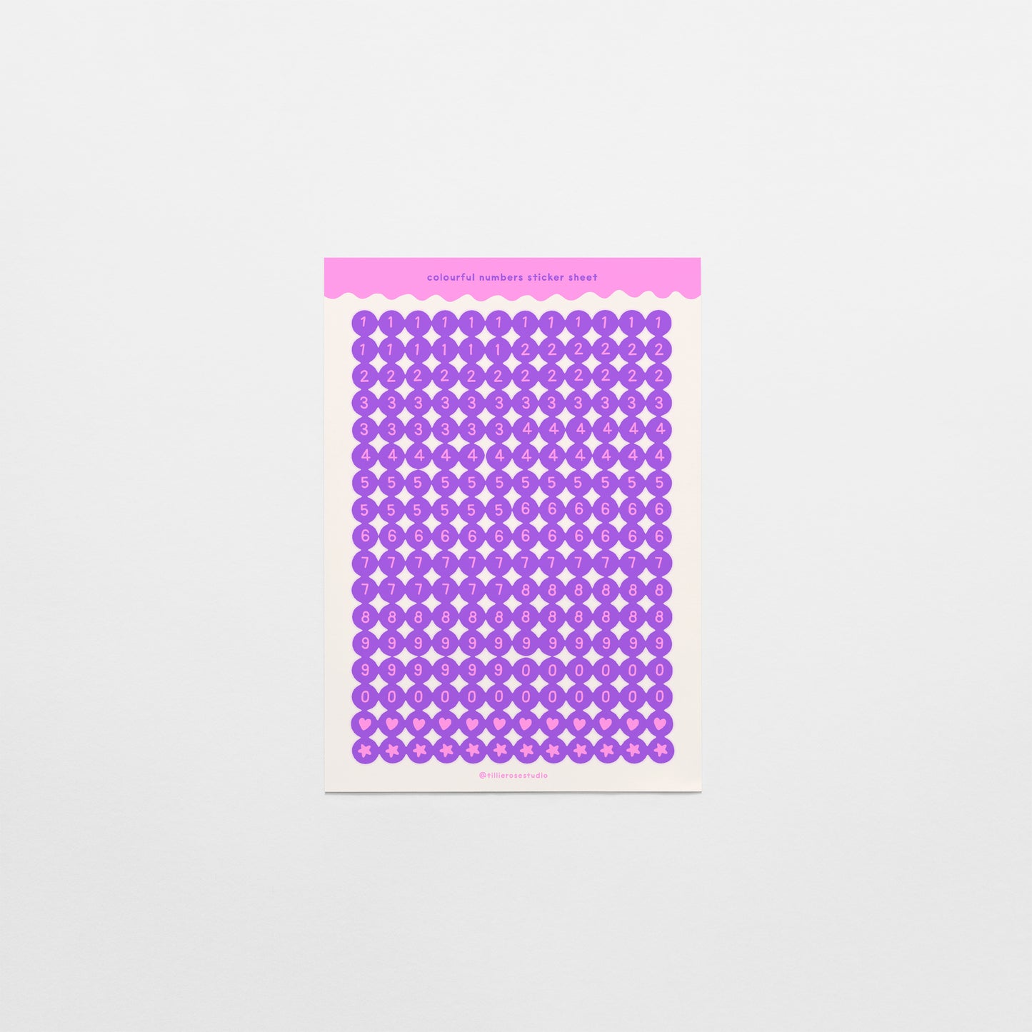 Purple and Pink Number Bead Sticker Sheet
