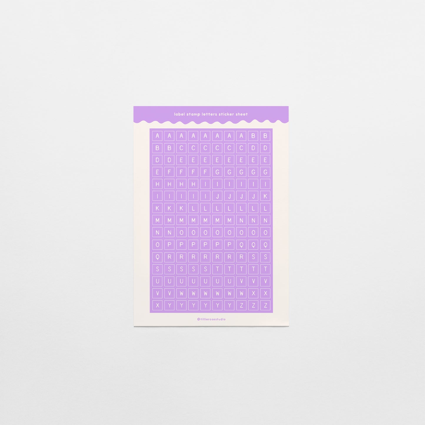 Purple Label Stamp Letter Sticker Sheet