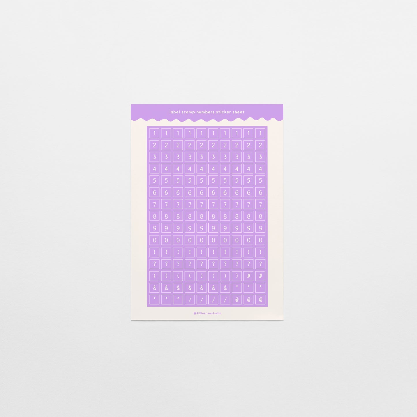 Purple Label Stamp Number & Punctuation Sticker Sheet