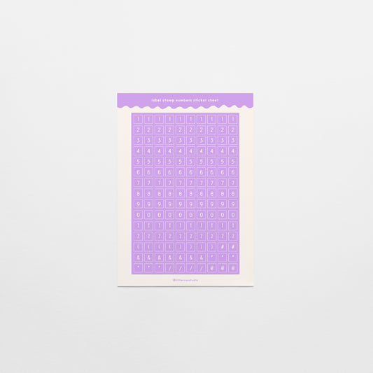 Purple Label Stamp Number & Punctuation Sticker Sheet