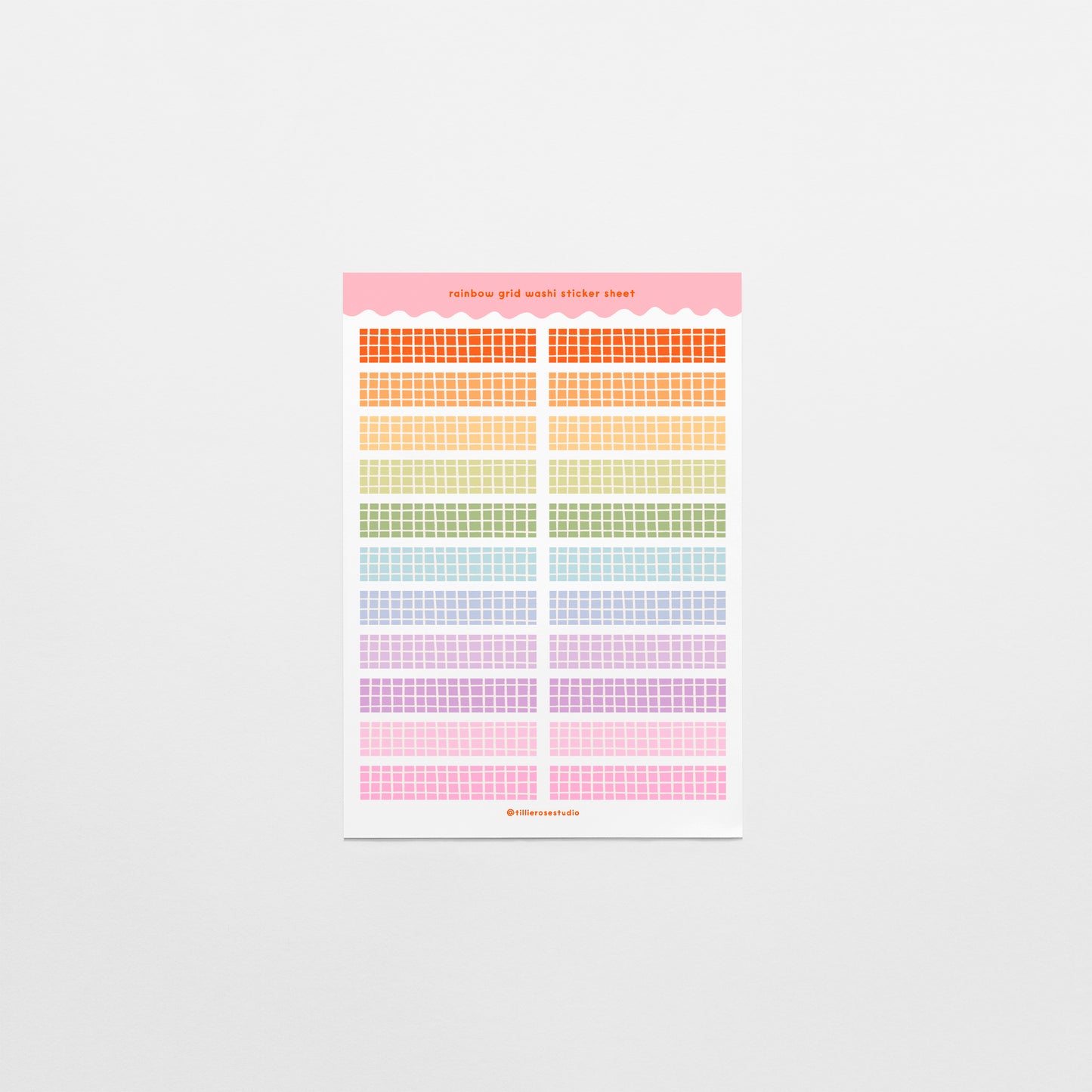 Rainbow Grid Washi Sticker Sheet