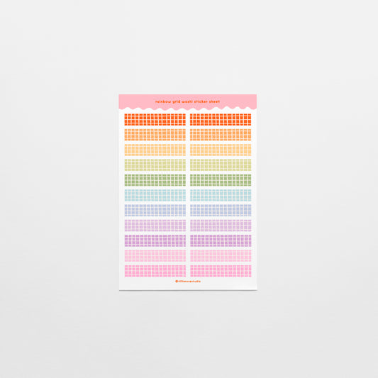 Rainbow Grid Washi Sticker Sheet