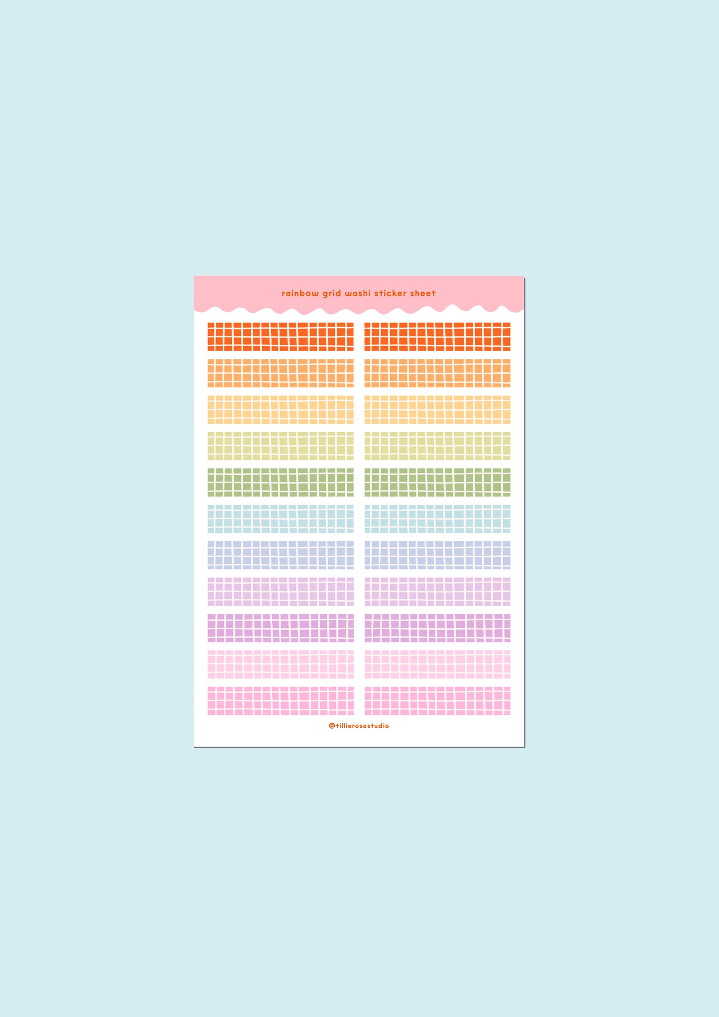 Rainbow Grid Washi Sticker Sheet
