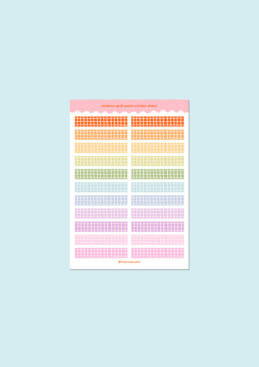 Rainbow Grid Washi Sticker Sheet