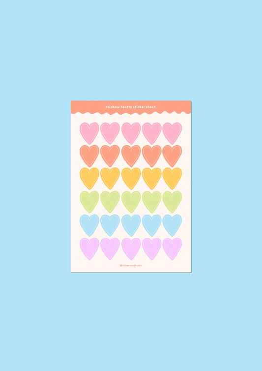 Rainbow Hearts Sticker Sheet