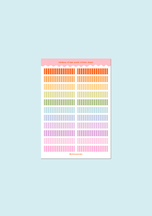 Rainbow Stripe Washi Sticker Sheet