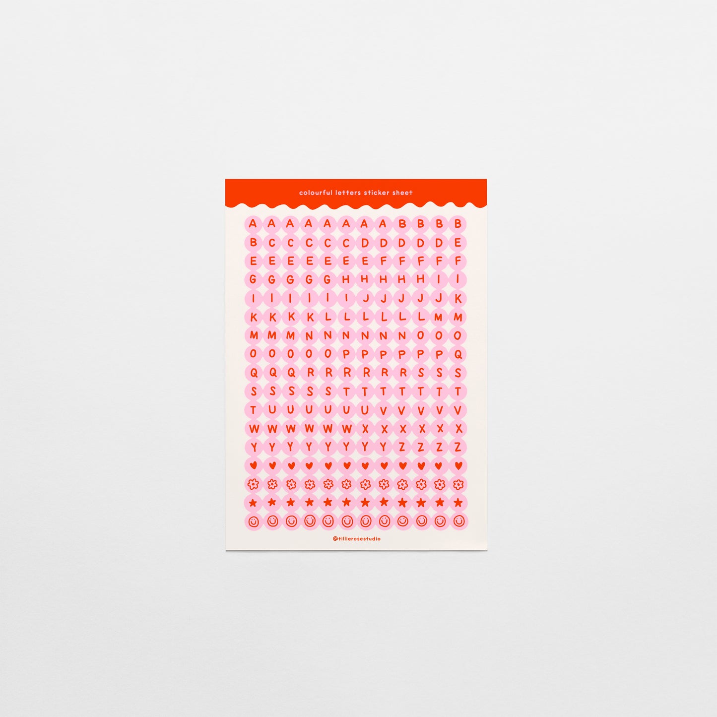 Pink and Red Letter Bead Sticker Sheet