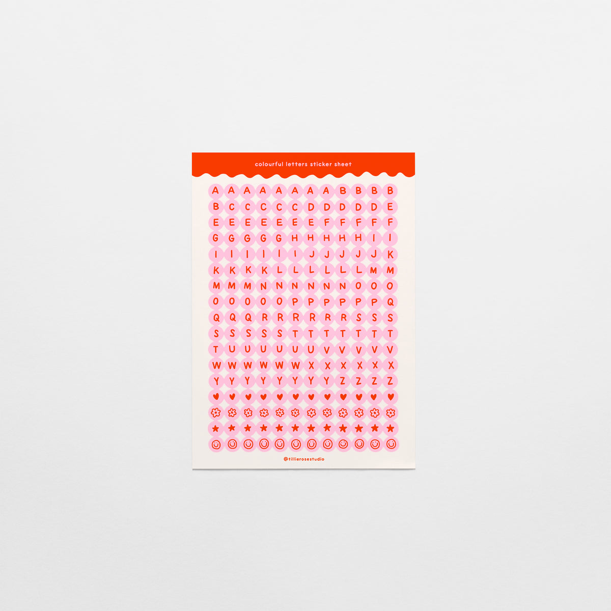 Pink and Red Letter Bead Sticker Sheet – Tillie Rose Studio