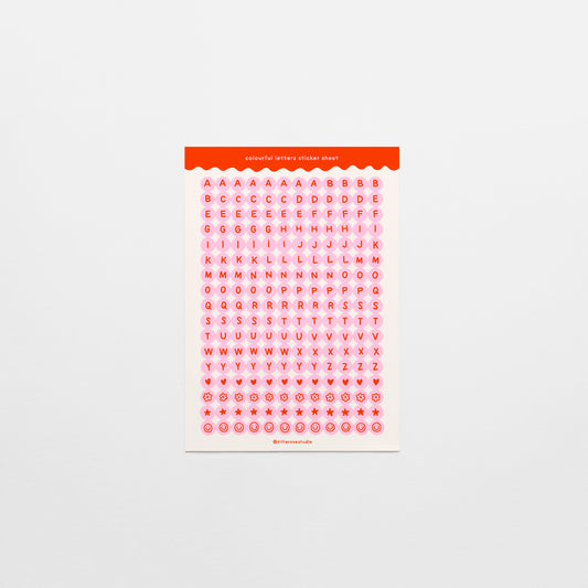Pink and Red Letter Bead Sticker Sheet