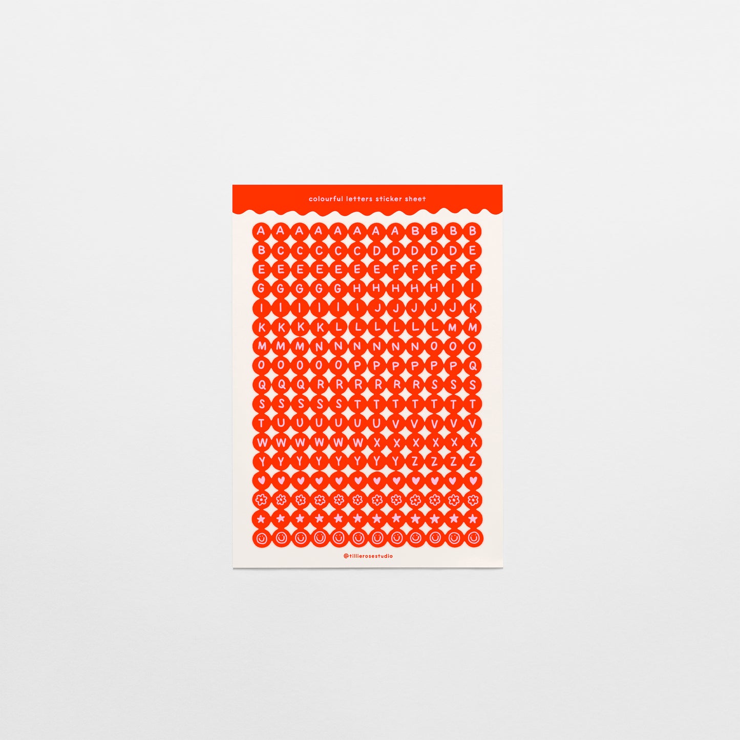 Red Letter Bead Sticker Sheet