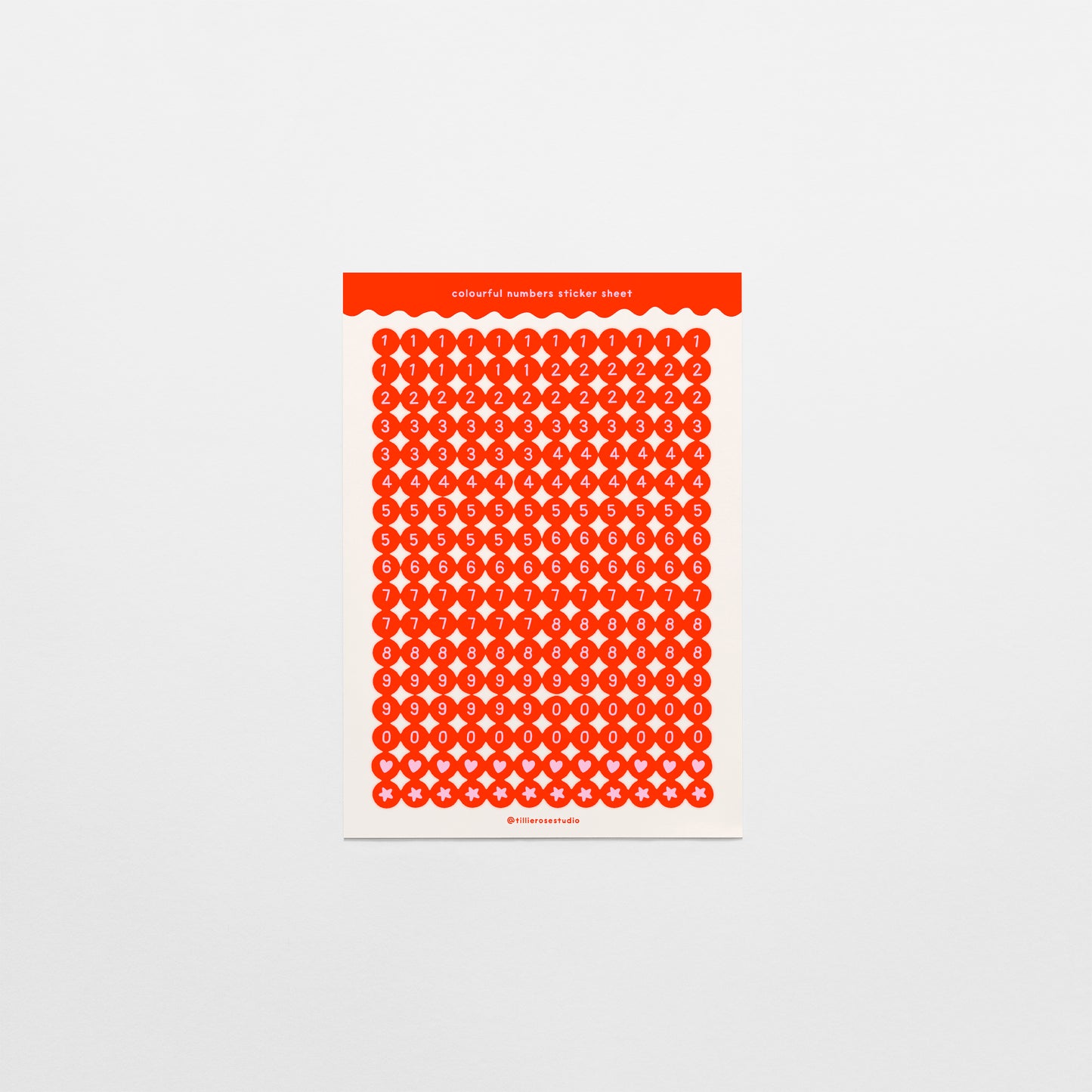 Red Number Bead Sticker Sheet