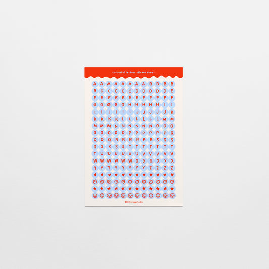 Red and Blue Letter Bead Sticker Sheet