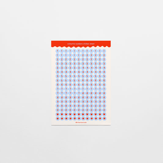 Red and Blue Number Bead Sticker Sheet