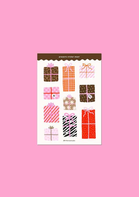 Red and Pink Presents Sticker Sheet