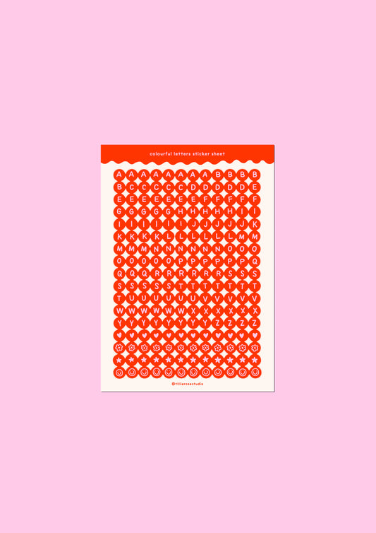 Red Letter Bead Sticker Sheet