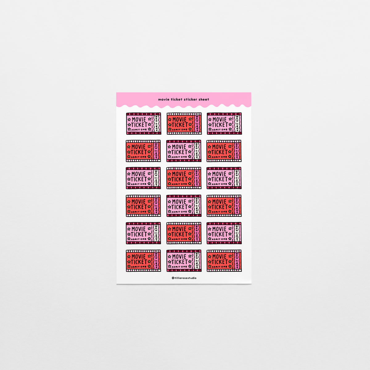 Movie Ticket Sticker Sheets