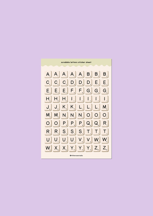 Scrabble Letters Sticker Sheet