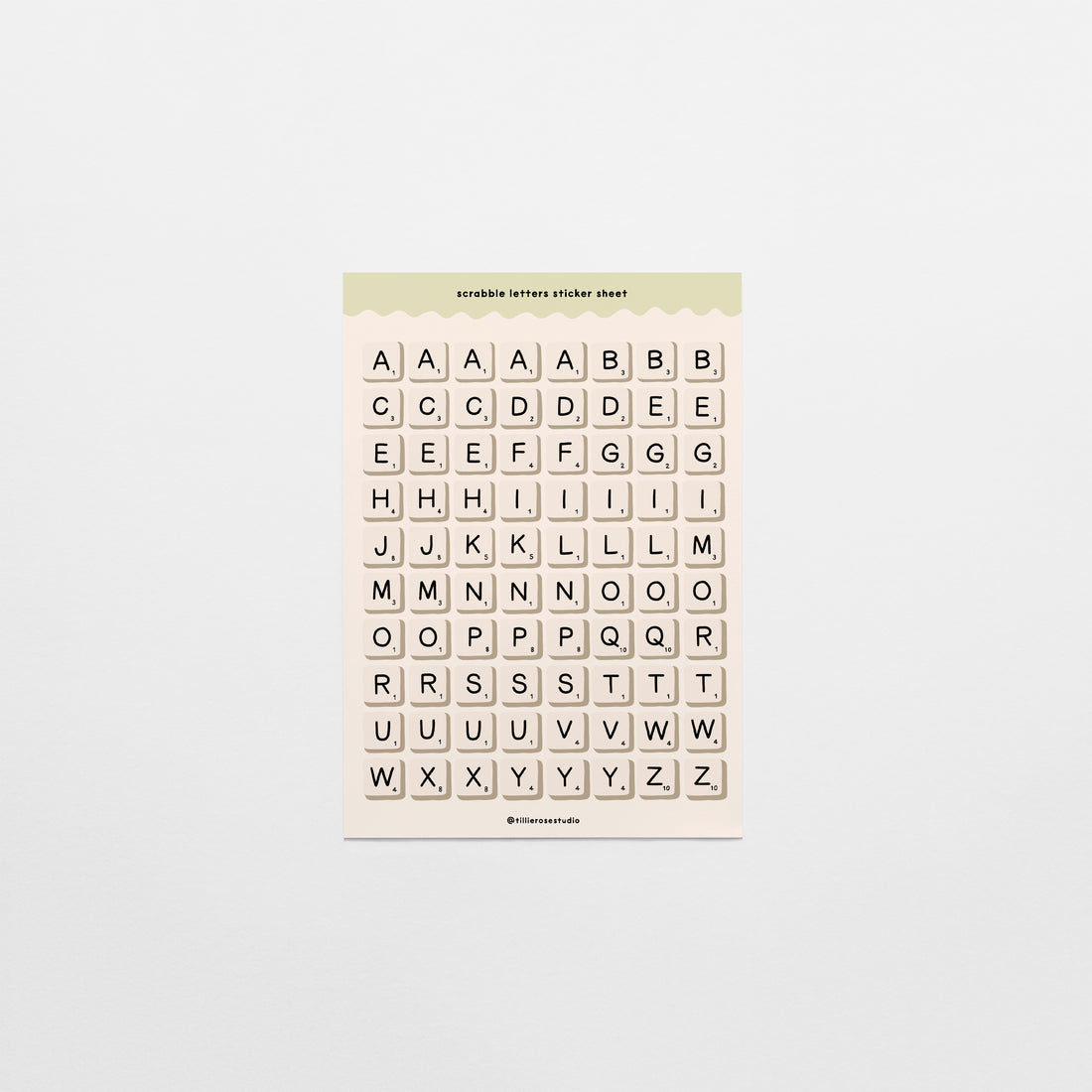 Scrabble Letters Sticker Sheet – Tillie Rose Studio