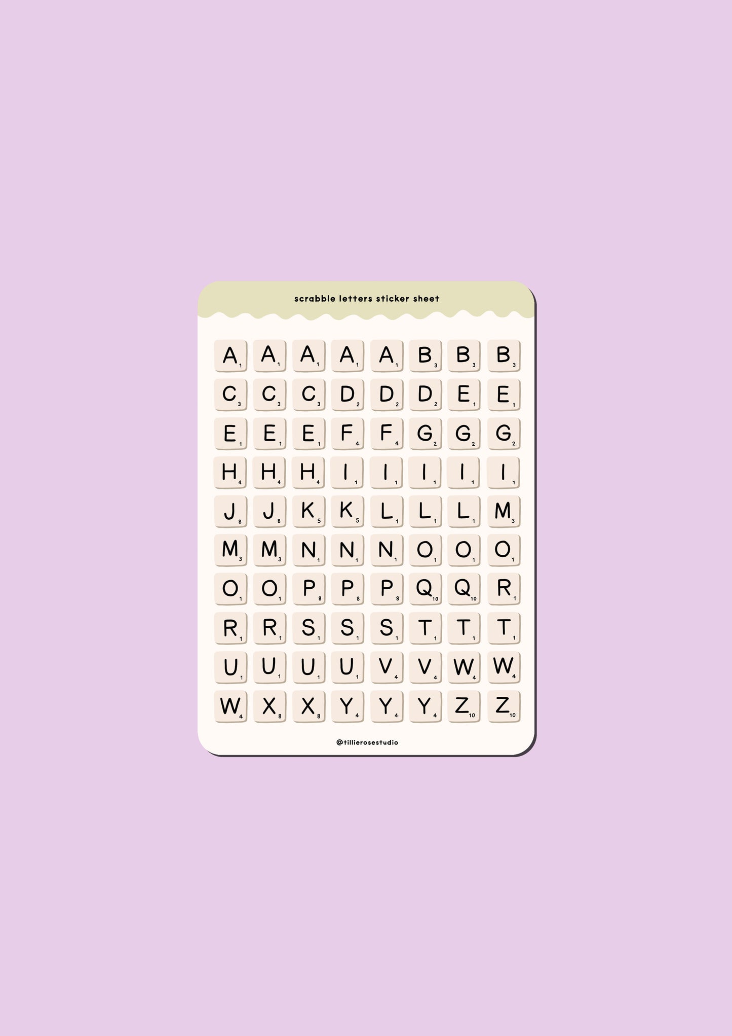 Scrabble Letters Sticker Sheet