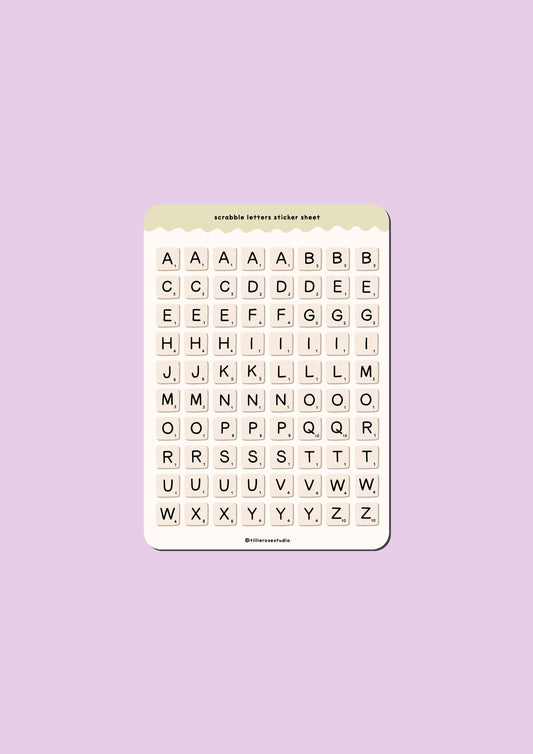 Scrabble Letters Sticker Sheet